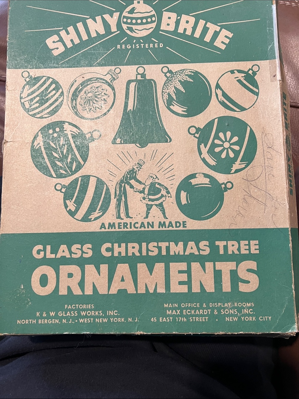 Green & Cream Glass Christmas Tree Ornaments